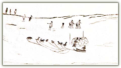 Drawing of Flaherty filming by an unidentified Inuit